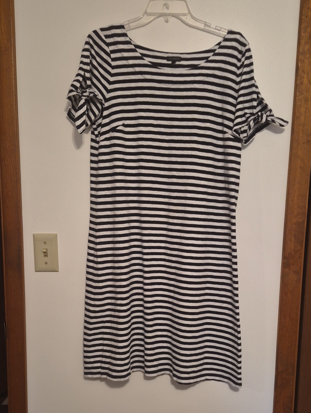 Talbots Womens Black & White Stripe Dress Sz L